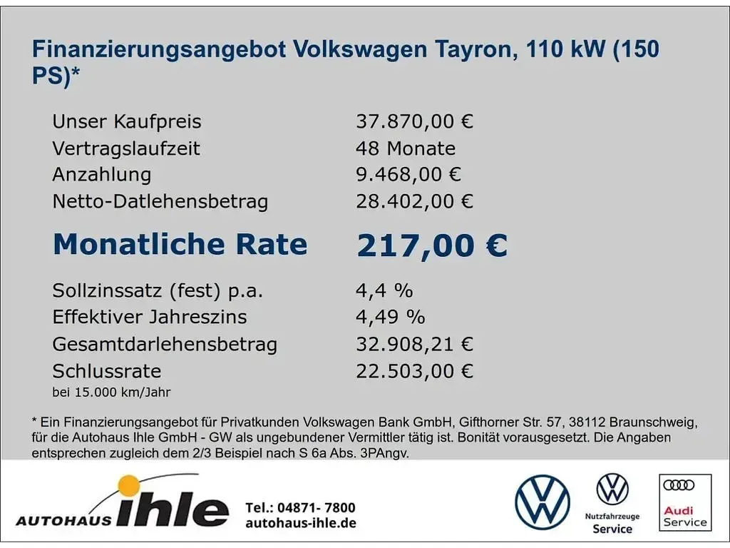 Gebraucht VW Tayron Life 150 PS (110 kW) 2025 Schwarz SUV