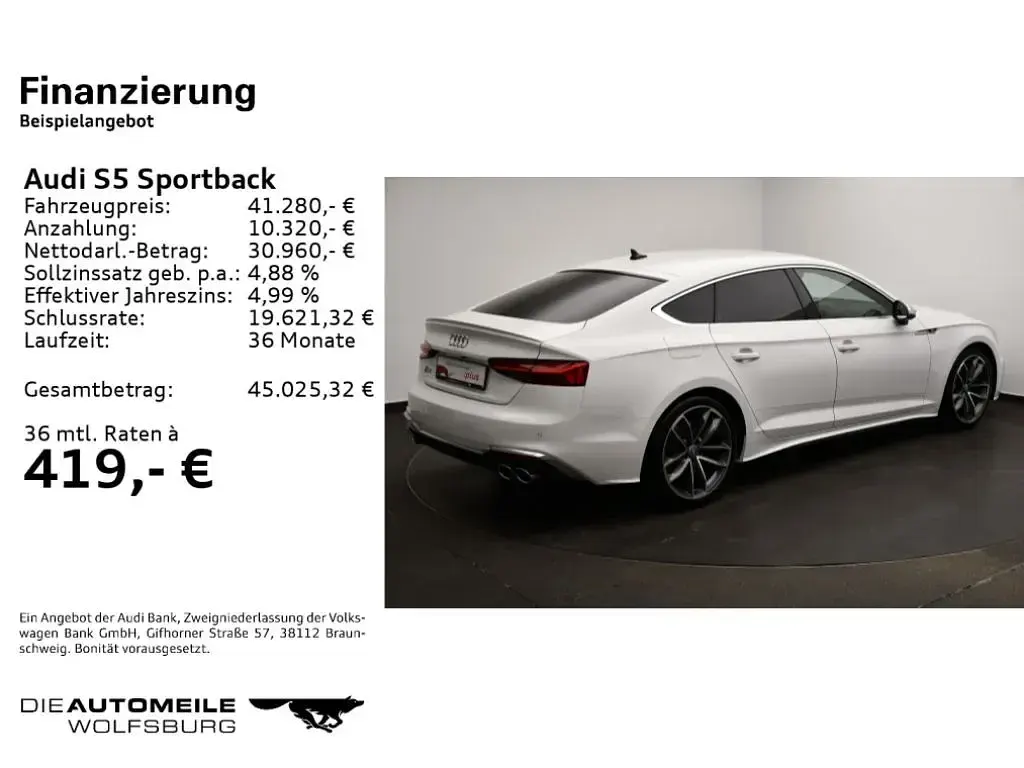 Gebraucht Audi S5 Sportback Ambiente 341 PS (250 kW) 2021 Weiß Kleinwagen