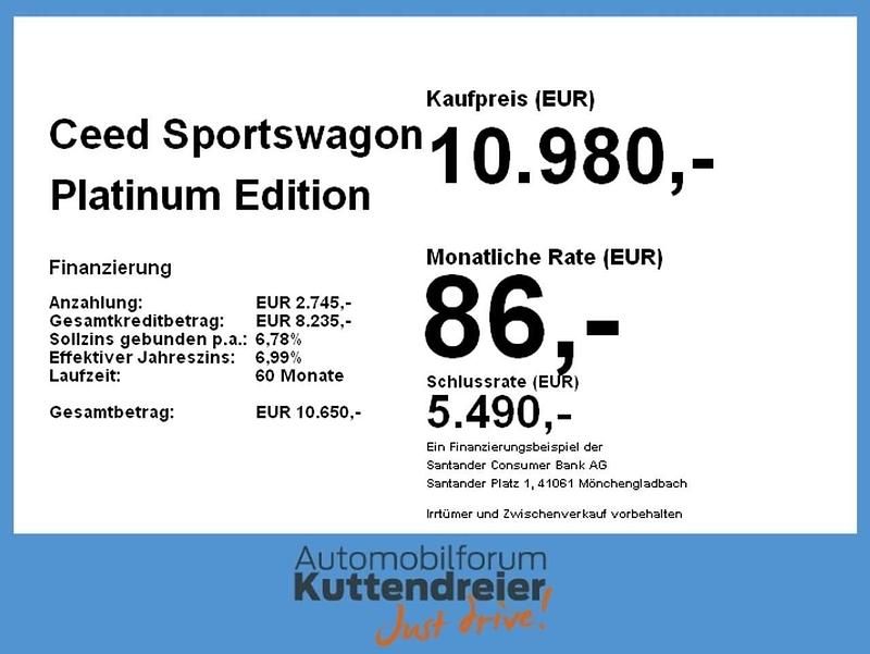 Gebraucht Kia Ceed Sportswagon Platinum Edition 128 PS (94 kW) 2014 (1k) zilinaschwarz met. Kombi