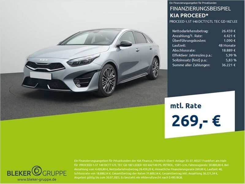 Lunarsilber Gebraucht 2024 Kia ProCeed Kleinwagen | 30.880 € - Bild 1/3