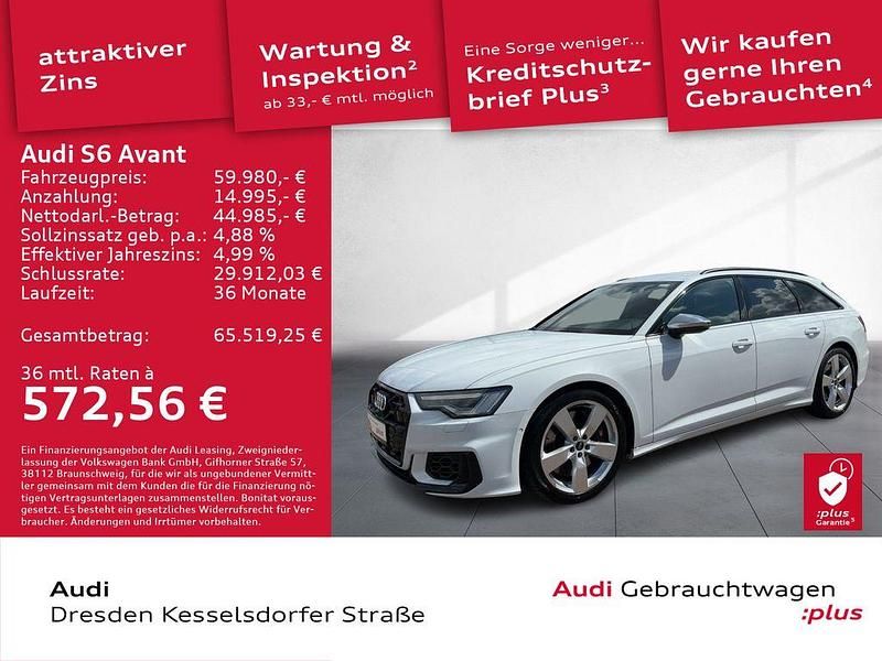 Gletscherweiß metallic Gebraucht 2024 Audi S6 Ambiente Kombi | 59.980 € (Superpreis) - Bild 1/4