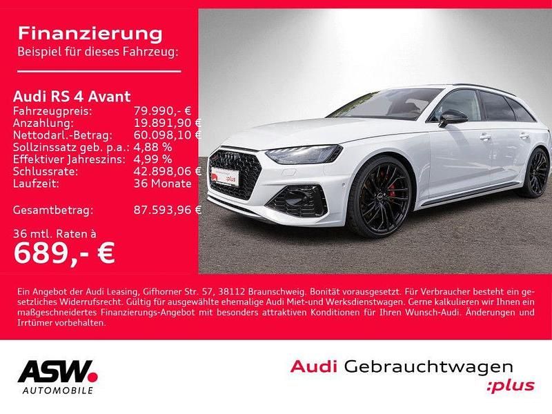 Gletscherweiß metallic Gebraucht 2024 Audi RS4 Ambiente Kombi | 79.990 € (Fairer Preis) - Bild 1/4