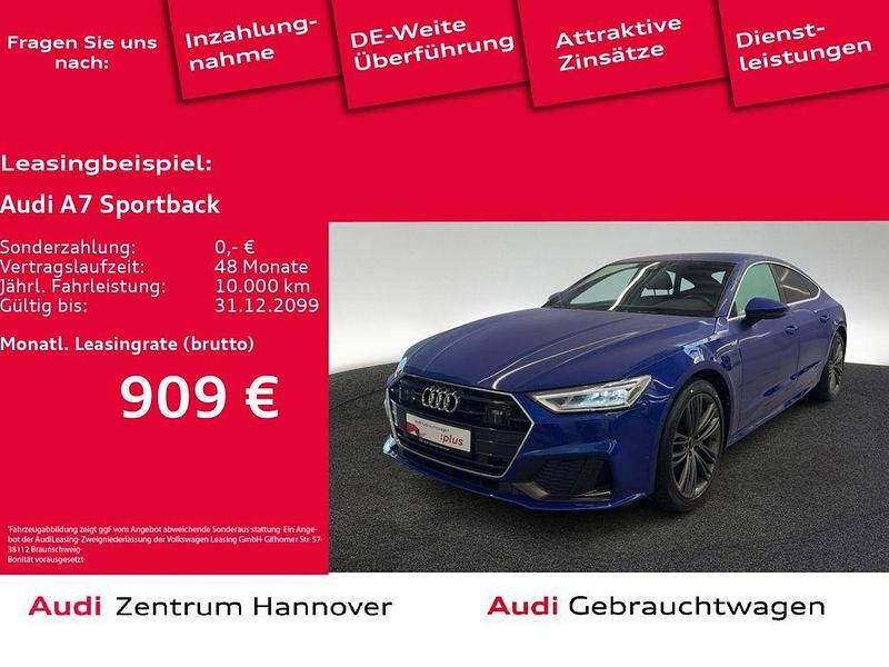 Ultrablau metallic Gebraucht 2022 Audi A7 Sportback S-Line Kleinwagen | 46.950 € (Guter Preis) - Bild 1/4