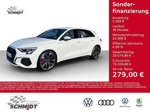 Gletscherweiß metallic Gebraucht 2023 Audi A3 S-Line | 29.350 € (Fairer Preis) - Bild 1/4