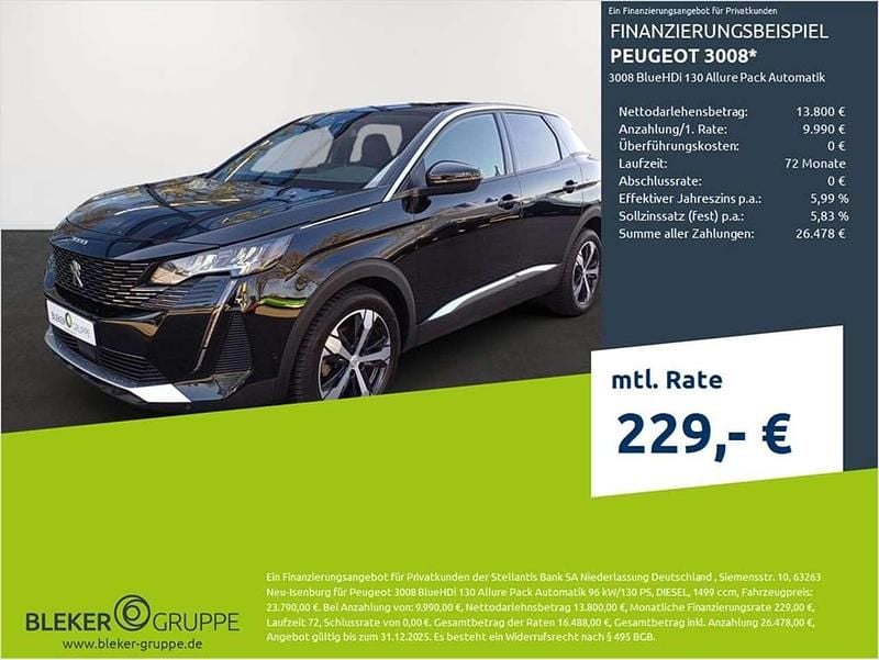Perlaneraschwarz Gebraucht 2023 Peugeot 3008 Allure SUV | 23.790 € (Guter Preis) - Bild 1/3