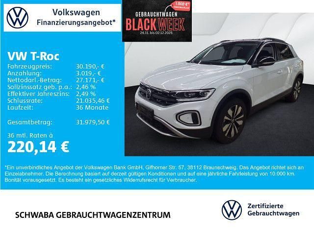 Pure white/schwarz Gebraucht 2025 VW T-Roc Goal SUV | 30.190 € (Superpreis) - Bild 1/4