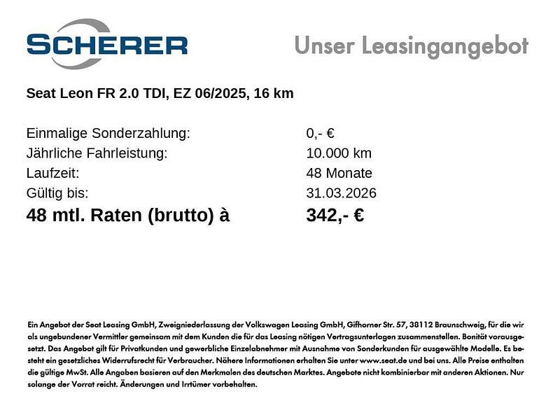 Neu Seat Leon FR 150 PS (110 kW) 2025 Fjordblau Kombi
