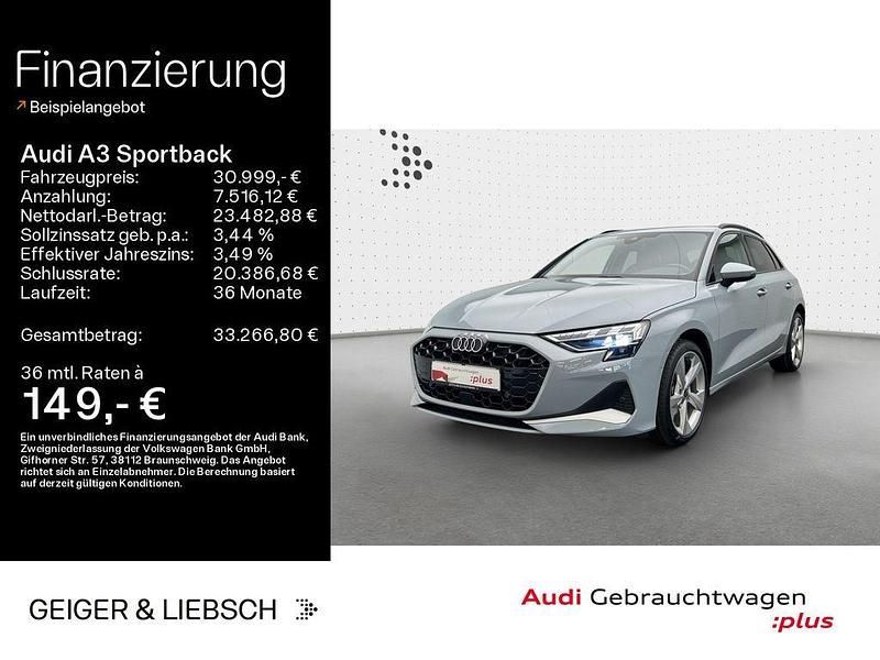 Grau Gebraucht 2024 Audi A3 Sportback Advanced Limousine | 30.499 € (Fairer Preis) - Bild 1/4