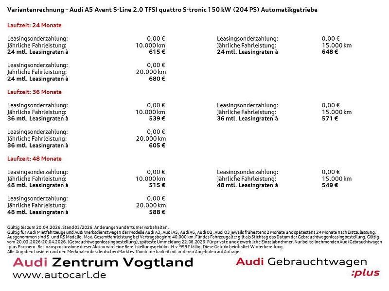 Gebraucht Audi A5 S-Line 204 PS (150 kW) 2025 Mythosschwarz metallic Kombi