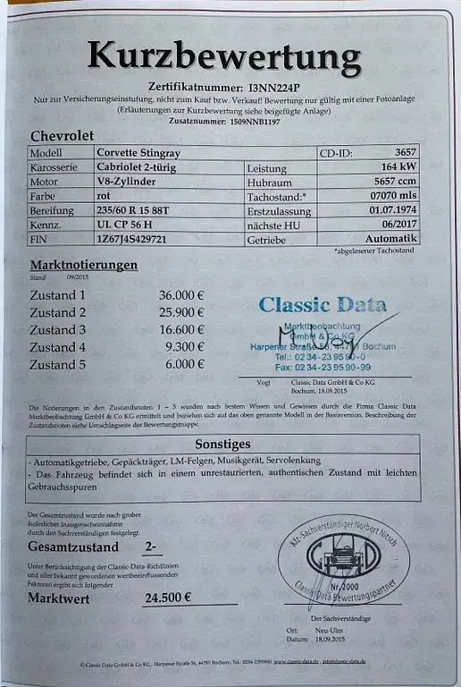 Gebraucht Corvette C3 220 PS (161 kW) 1974 Rot Cabrio