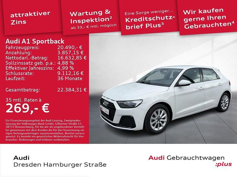Gebraucht Audi A1 Sportback Advanced Plus 95 PS (69 kW) 2022 Weiß Kleinwagen