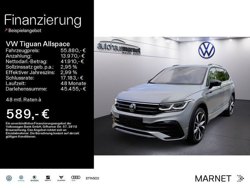 Pyritsilber metallic Gebraucht 2024 VW Tiguan Allspace R-line SUV | 55.880 € - Bild 1/4