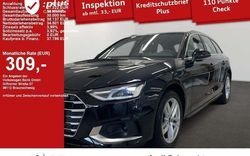 Mythosschwarz metallic Gebraucht 2024 Audi A4 Advanced Plus Kombi | 37.799 € (Teuer) - Bild 1/3
