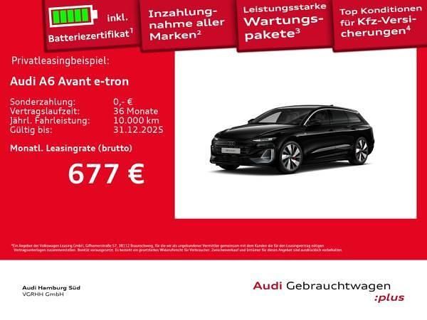 Schwarz (0e mythosschwarz metallic) Gebraucht 2025 Audi A6 e-tron S-Line Kombi | 72.681 € (Superpreis) - Bild 1/3