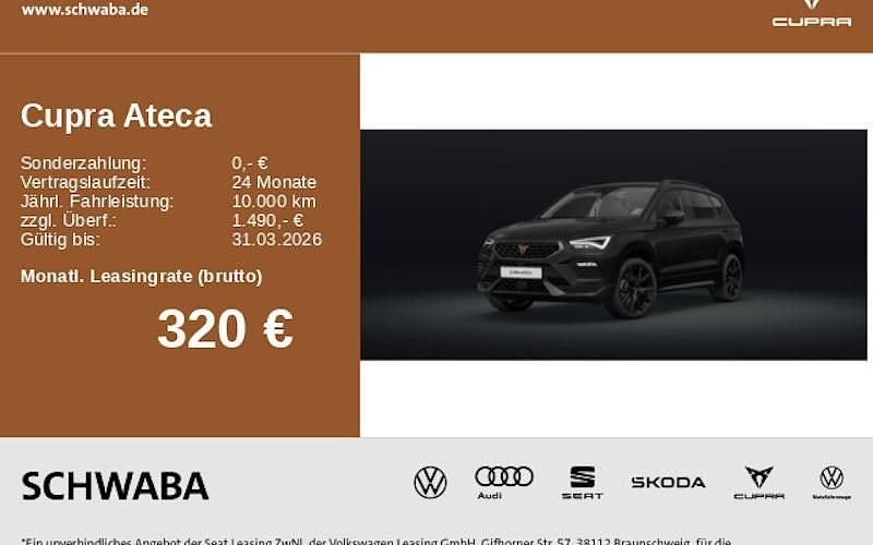 Neu Cupra Ateca 150 PS (110 kW) 2026 Schwarz SUV