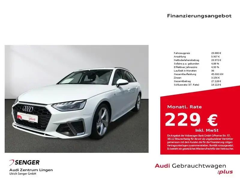 Weiß Gebraucht 2023 Audi A4 S-Line Kombi | 29.880 € (Guter Preis) - Bild 1/1
