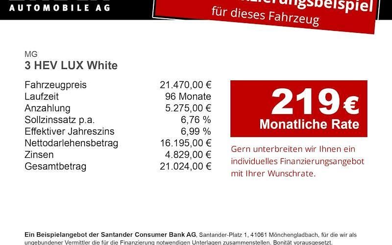 Neu MG MG3 Luxury 195 PS (143 kW) 2025 Weiß Kleinwagen