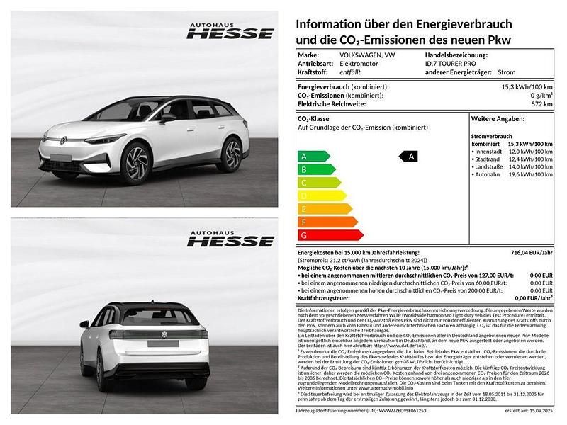 Weiß Neu 2025 VW ID.7 Pro Kombi | 69.195 € - Bild 1/4