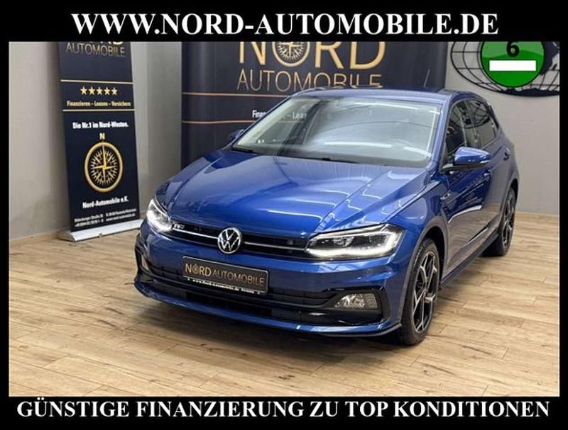Reef blue metallic (metallic) Gebraucht 2021 VW Polo R-line Limousine | 18.990 € (Guter Preis) - Bild 1/3