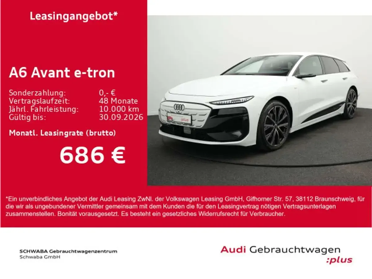 Gebraucht Audi A6 e-tron S-Line 210 kW (286 PS) 2025 Gletscherweiß metallic Kombi