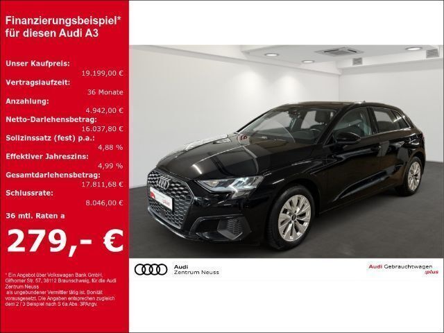 Brillantschwarz Gebraucht 2021 Audi A3 Sportback e-tron Design Limousine | 19.199 € (Guter Preis) - Bild 1/3