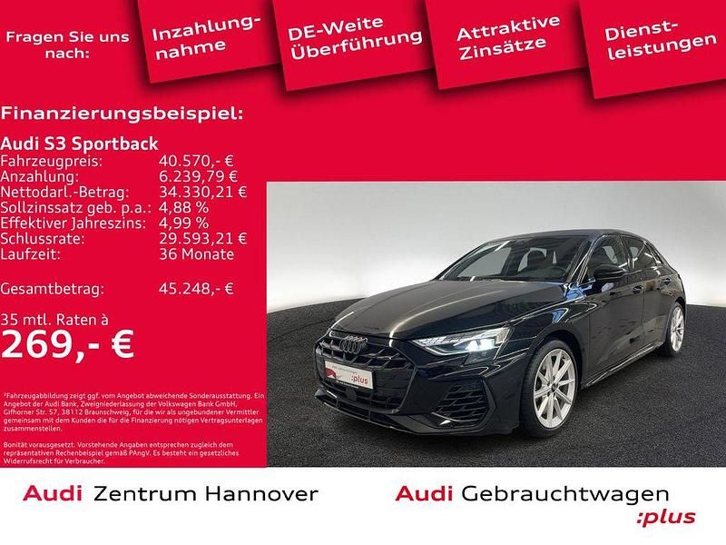 0e mythosschwarz metallic (metallic) Gebraucht 2024 Audi S3 Ambiente Limousine | 40.570 € (Superpreis) - Bild 1/4