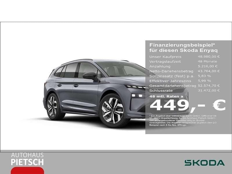 Graphitegrau metallic Gebraucht 2025 Skoda Enyaq iV SportLine SUV | 48.980 € (Guter Preis) - Bild 1/4