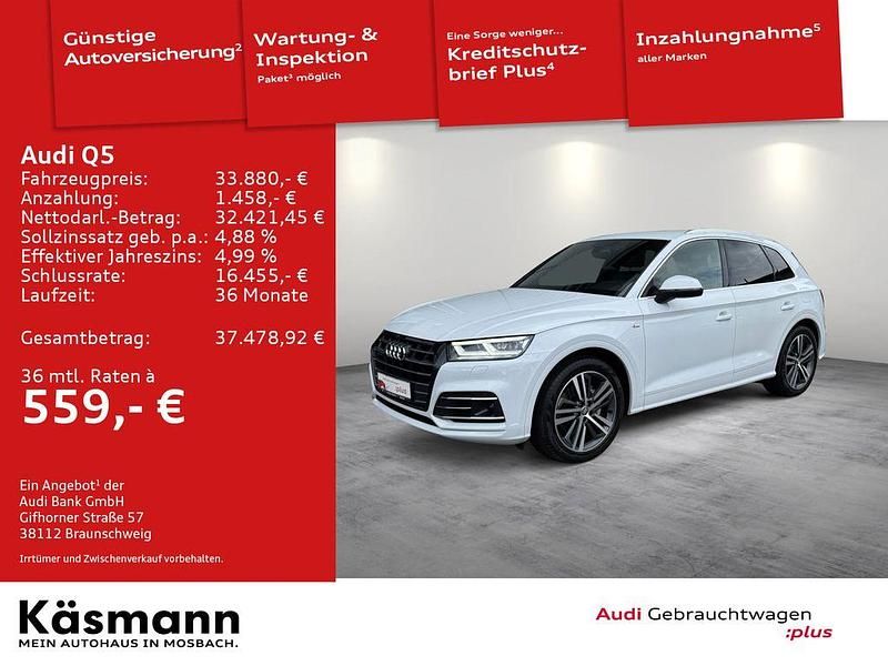 Gletscherweiß metallic (metallic) Gebraucht 2020 Audi Q5 S-Line SUV | 33.880 € (Superpreis) - Bild 1/4