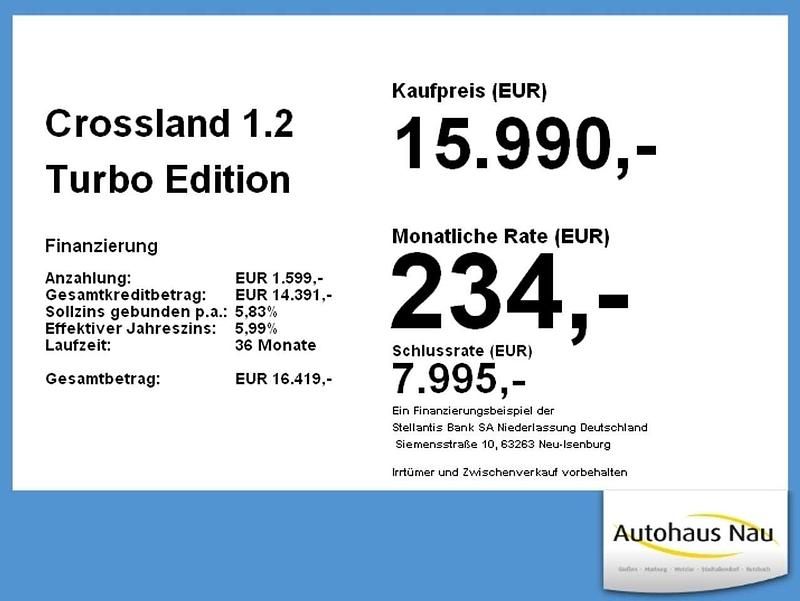 Gebraucht Opel Crossland X Edition 131 PS (96 kW) 2022 Diamant schwarz SUV