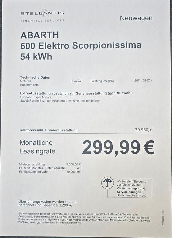 Neu Abarth 600e Scorpionissima 206 kW (281 PS) 2025 SUV