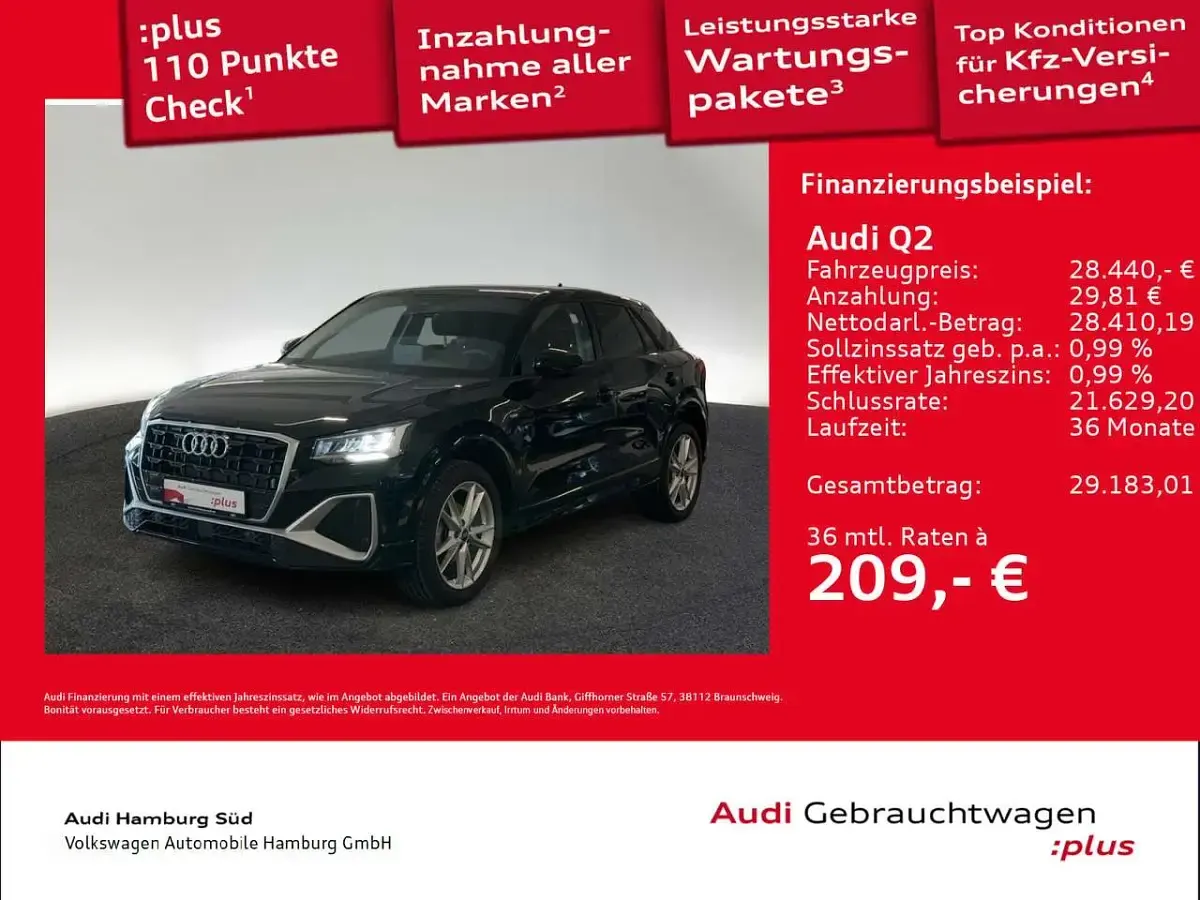 Gebraucht Audi Q2 S-Line 150 PS (110 kW) 2025 0e mythosschwarz metallic SUV
