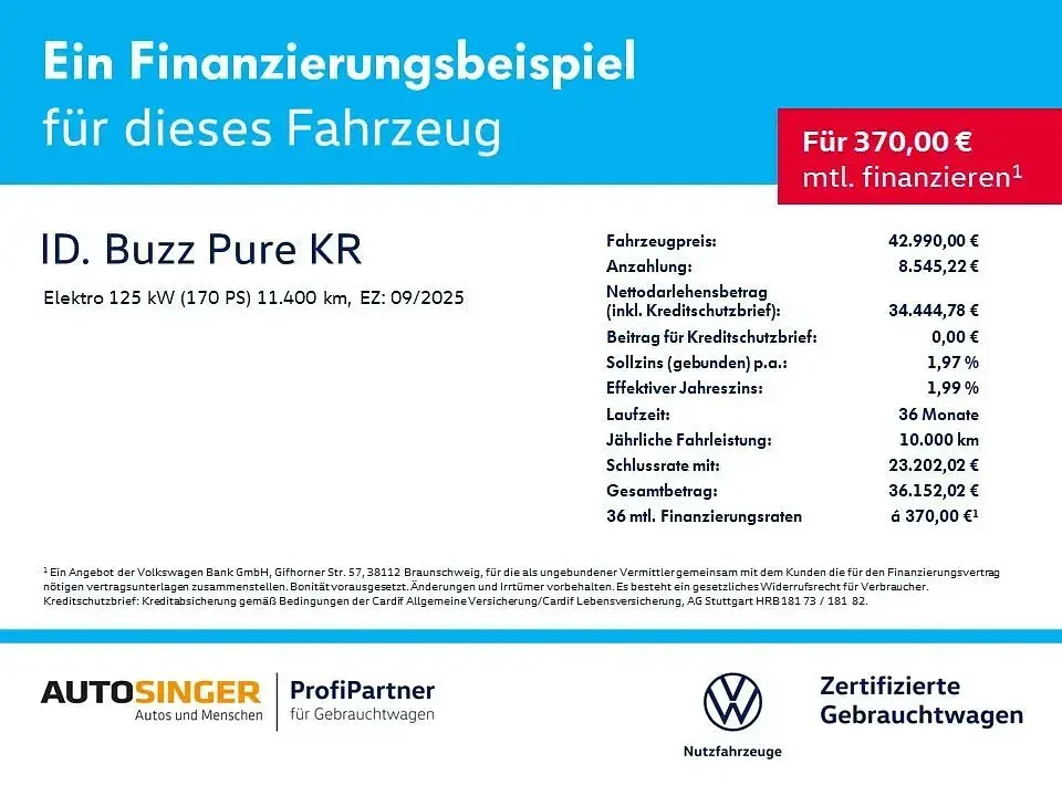 Gebraucht VW ID. Buzz Pure 125 kW (170 PS) 2025 Weiß Van / Kleinbus