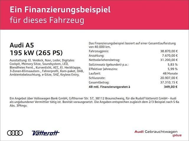 Gebraucht Audi A5 S-Line 265 PS (194 kW) 2022 Coupé