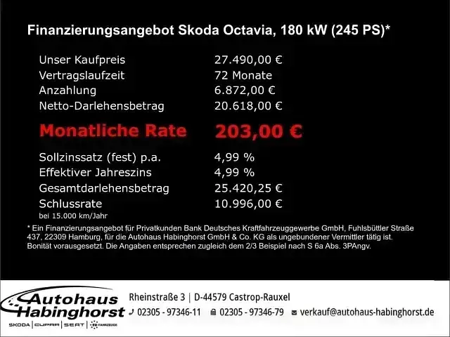 Gebraucht Skoda Octavia RS 245 PS (180 kW) 2022 Mamba grün Kombi