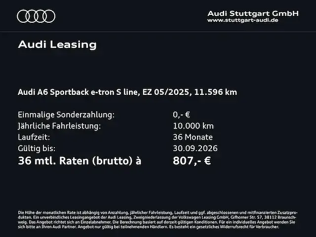 Gebraucht Audi A6 e-tron Ambiente 314 kW (428 PS) 2025 Mythosschwarz metallic