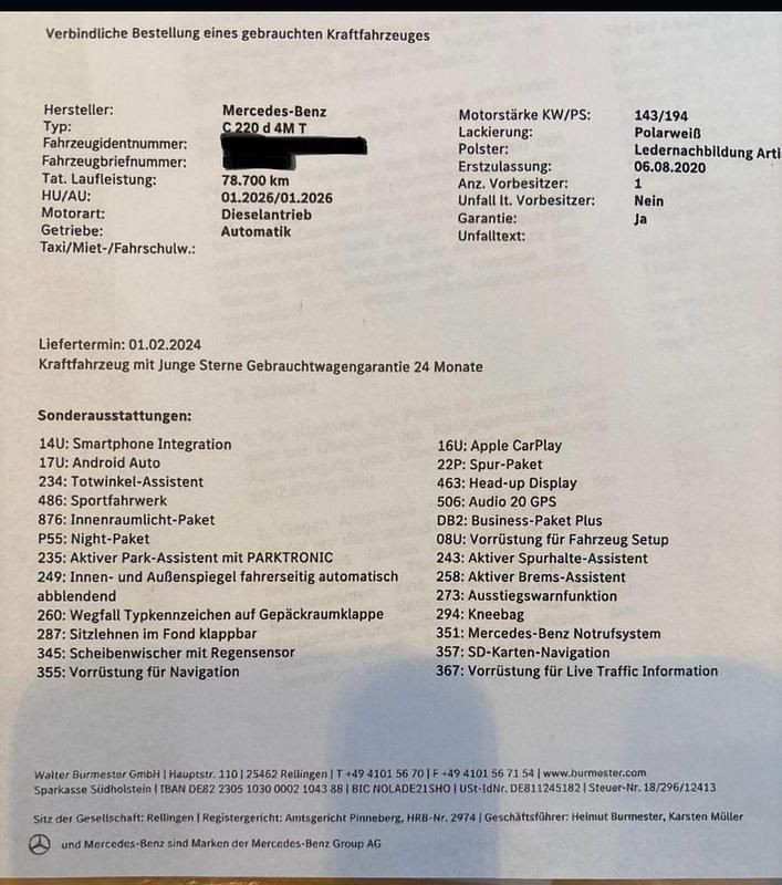 Gebraucht Mercedes C220 194 PS (142 kW) 2020 Weiß Kombi