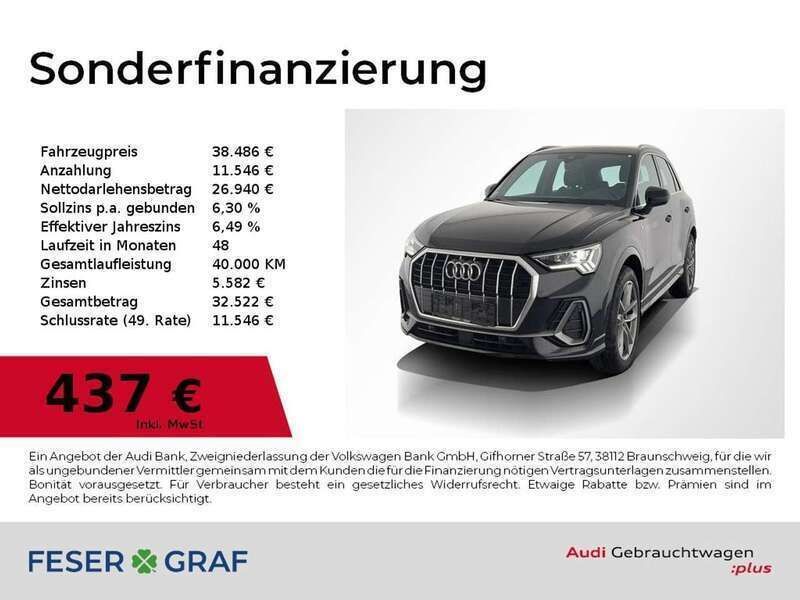 Mythosschwarz metallic Gebraucht 2024 Audi Q3 S-Line SUV | 38.486 € (Guter Preis) - Bild 1/2