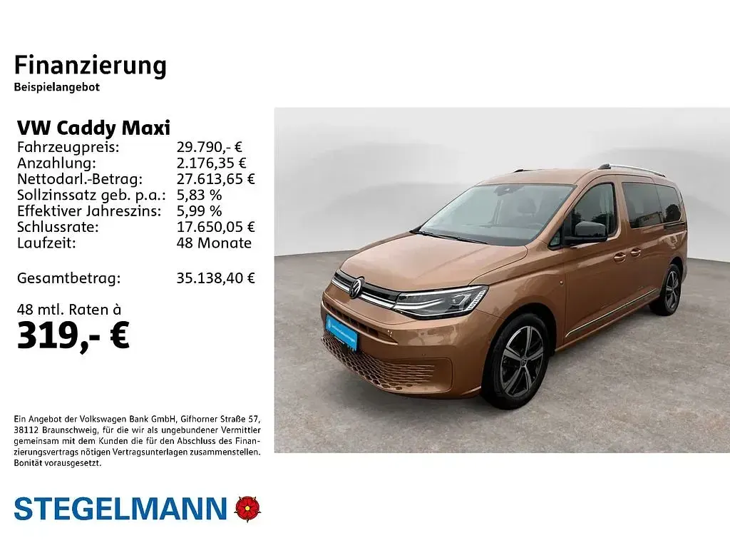 Używany VW Caddy Maxi Style 114 KM (83 kW) 2023 Brązowy Minivan