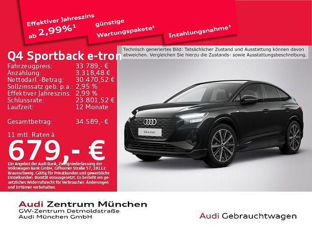 Mythosschwarz metallic Gebraucht 2022 Audi Q4 Sportback e-tron S-Line SUV | 33.789 € (Teuer) - Bild 1/2