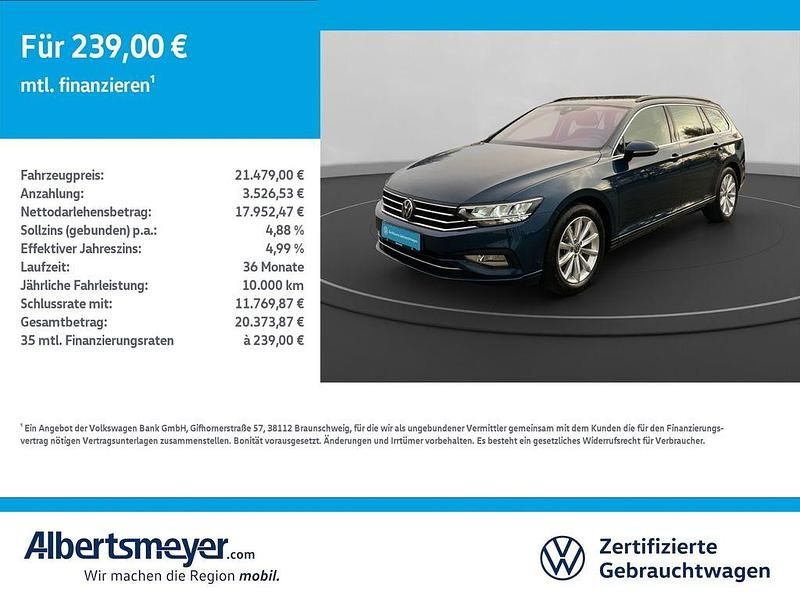 Blau Gebraucht 2021 VW Passat Business Kombi | 21.479 € (Fairer Preis) - Bild 1/4