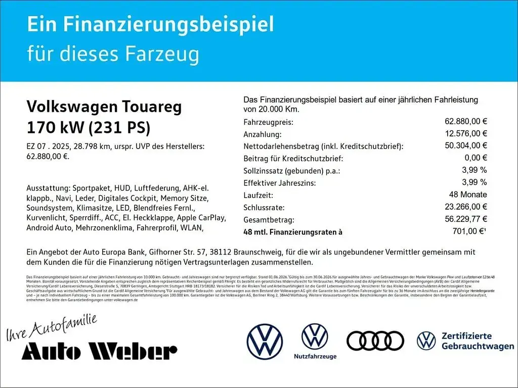 Gebraucht VW Touareg R-line 231 PS (169 kW) 2025 Schwarz SUV