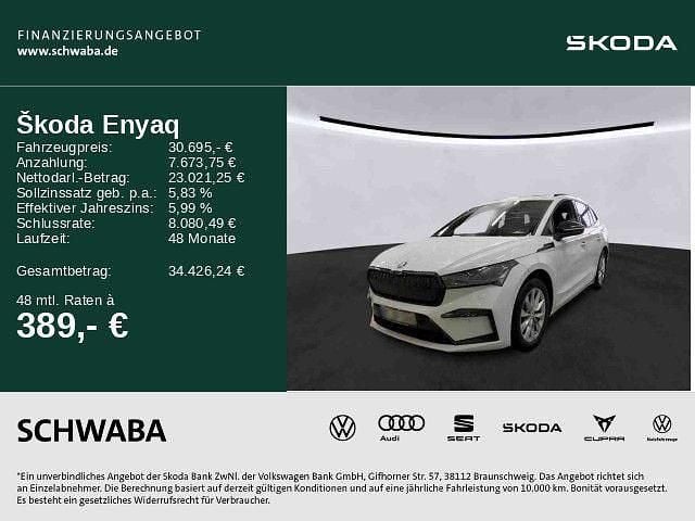 Moonweiß perleffekt/moonweis Gebraucht 2023 Skoda Enyaq iV SportLine SUV | 30.695 € (Superpreis) - Bild 1/4