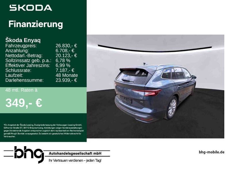 Grau Gebraucht 2022 Skoda Enyaq iV SUV | 26.830 € (Etwas zu teuer) - Bild 1/2