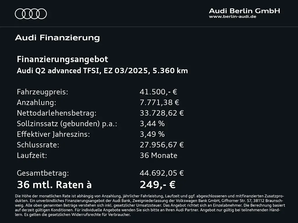 Używany Audi Q2 Advanced Plus 190 KM (139 kW) 2025 Czarny SUV