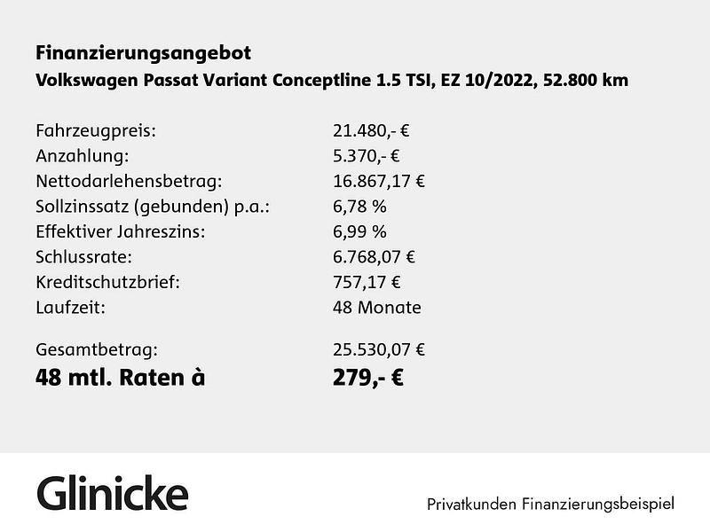 Gebraucht VW Passat Conceptline 150 PS (110 kW) 2022 Deep black perleffekt Kombi