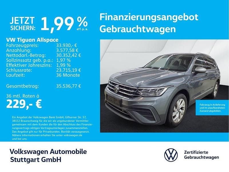 Platinum grey metallic Gebraucht 2024 VW Tiguan Allspace Life SUV | 33.930 € (Superpreis) - Bild 1/4