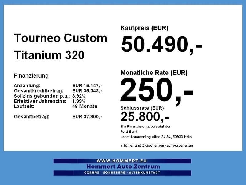 Neu Ford Tourneo Titanium 170 PS (125 kW) 2026 Chroma blau Van / Kleinbus