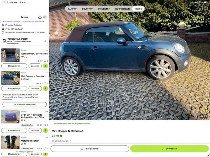 Gebraucht Mini Cooper Cabriolet 120 PS (88 kW) 2009 Blau Cabrio