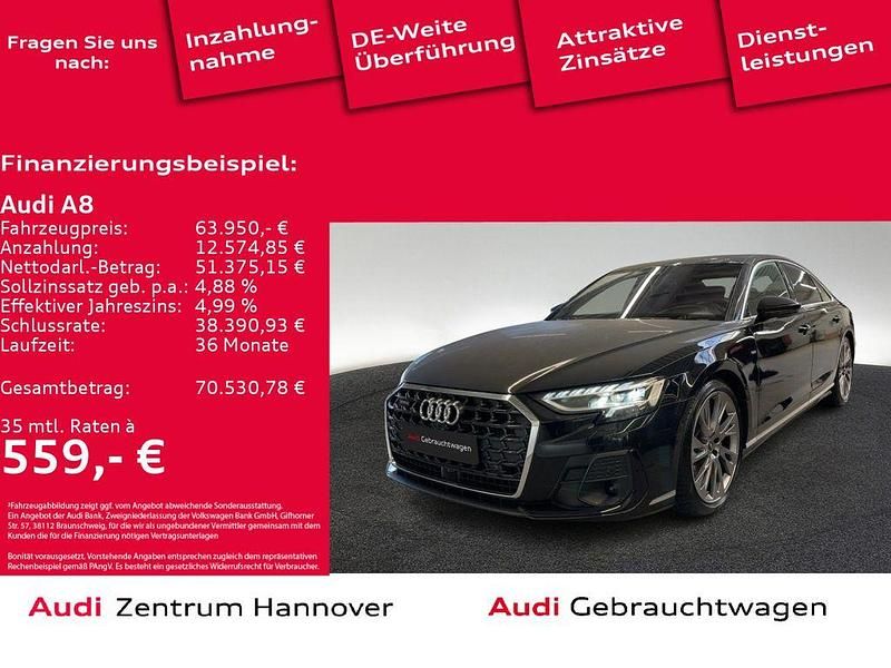 Mythosschwarz metallic Gebraucht 2022 Audi A8 Ambiente Limousine | 63.950 € (Fairer Preis) - Bild 1/4