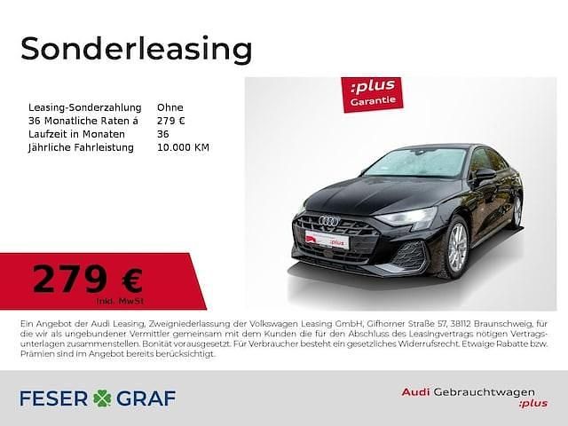 Mythosschwarz metallic Gebraucht 2025 Audi A3 S-Line Limousine | 33.990 € (Fairer Preis) - Bild 1/3